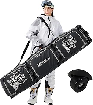 XCMAN Roller Snowboard Bag With Wheels 63-75Inch Adjustable Length Padded Bag for Air Travel Snowboard Boots