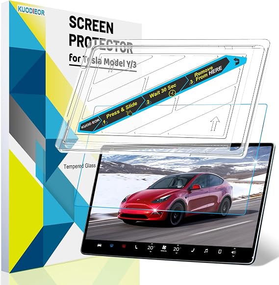 New Version Tesla Model Y/3 Screen Protector AccessoriesMatte No Glare! Anti FingerprintPremium 9H Tempered Glass Screen Protector with Mounting Frame Kit for Model 3(2023-2017) /Model Y(2024-2020)