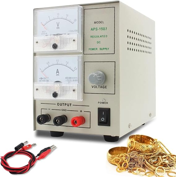 Portable Gold Plating Machine, 2A Jewelry Silver Gold Plating Kit, Gold and Silver Electroplating Equipment Tools, Gold Silver Electroplating Machine Tool with Conductive Wire, Adjustable Voltage