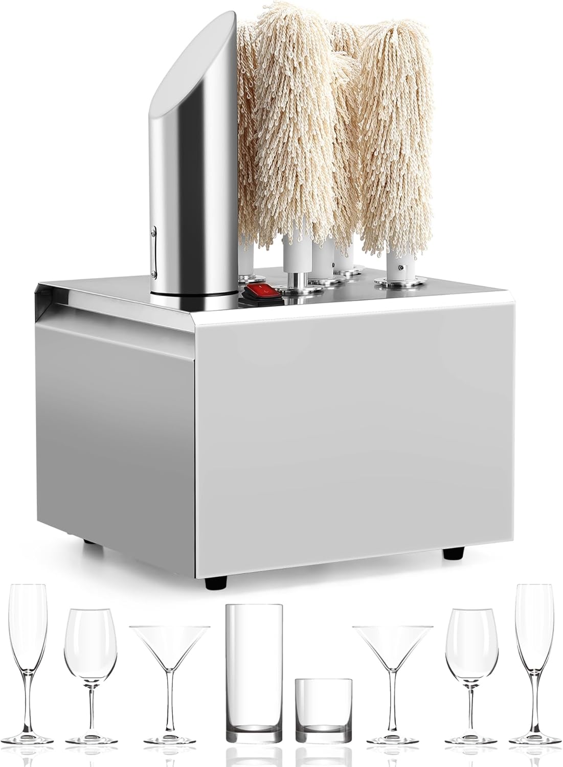 Glass Polisher - Set Of 5 Polishing Heads, Commercial Electric Wine Glass Polishing Machine For Bars, Restaurants, And Hotels Etc