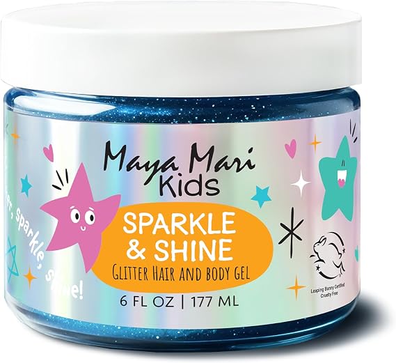 Maya Mari Kids Sparkle & Shine Glitter Hair and Body Gel, Sulfate, Paraben & Cruelty-Free, Made in The USA, Makeup Accessories, Fun for All Ages, Teens and Tweens, Boys and Girls, 6 oz
