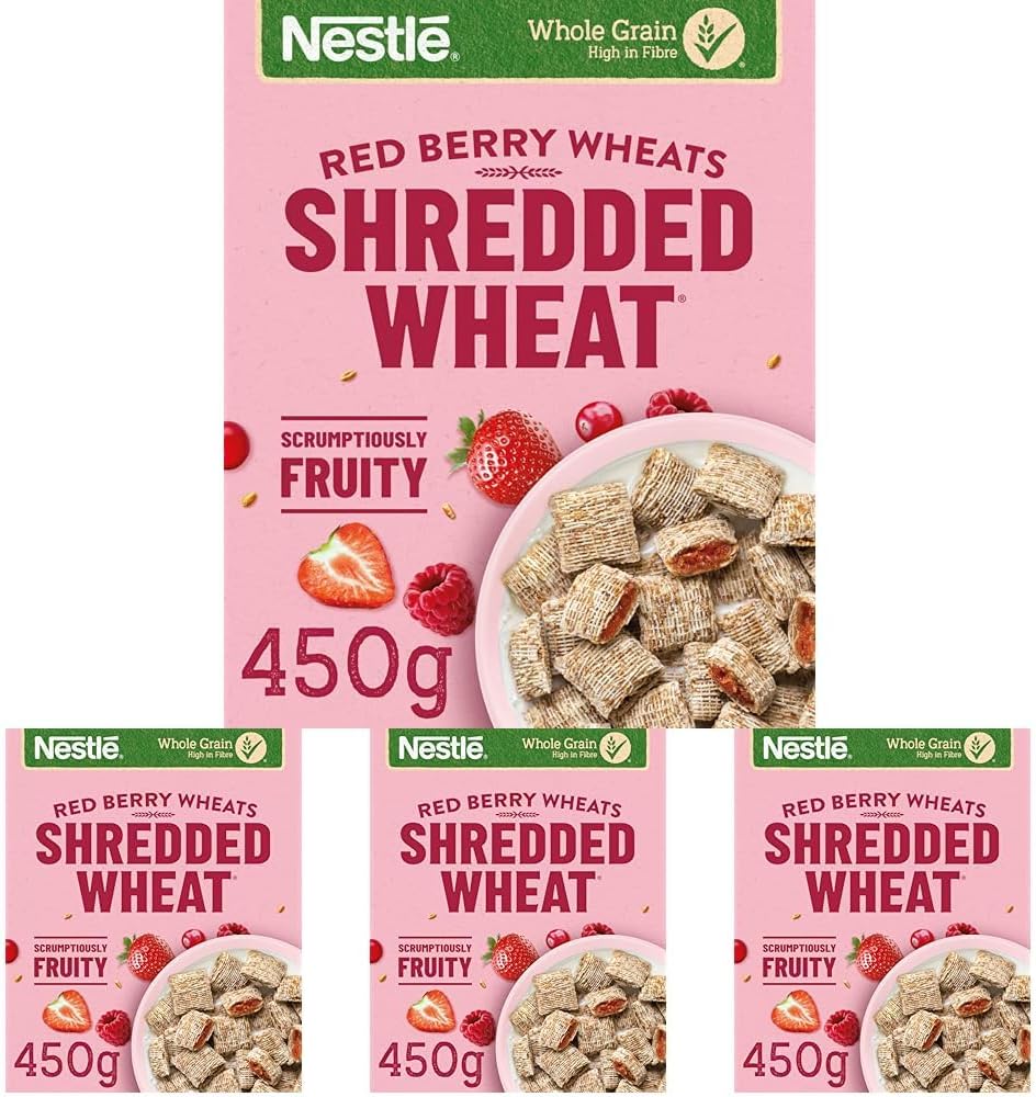 Nestle Shredded Wheat Red Berries, 450g (Pack of 4)