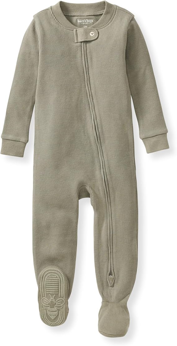 Burt's Bees Baby unisex-baby Honeysoft Sleeper Pajamas, Zip Front Non-slip Footed Footie Pjs, Organic Cotton & Lyocell