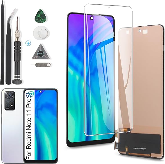 RongZy Screen Replacement for Xiaomi Redmi Note 11 Pro/Redmi Note 11 Pro 5G LCD Display Touch Screen Digitizer Assembly for Redmi Note 11 Pro 2201116TG 21091116I Replacement with Kit