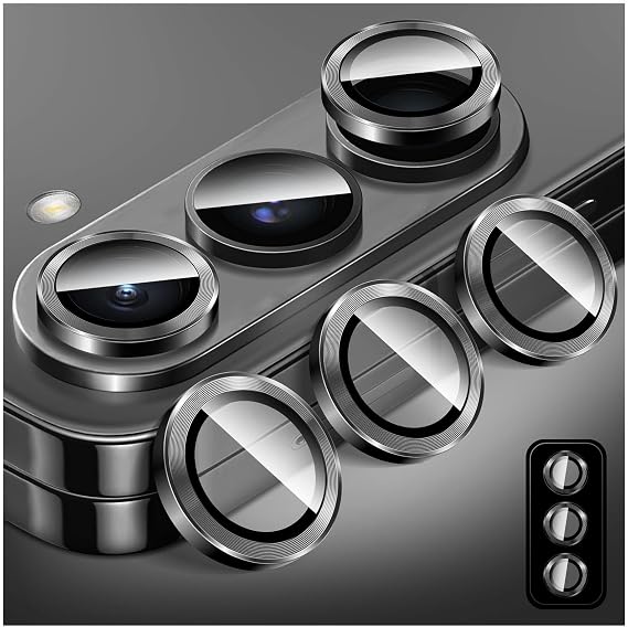 Camera Lens Protector for Samsung Galaxy Z Fold 3, LucBuy Auto Alignment Individual Aluminum Alloy Ring, Upgraded Easy to Install Tempered Glass Camera Cover Screen Protector Sticker