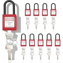 Lockout Safety Padlock Set, 10 Small Padlocks with 20 Keys, 38mm Nylon Engineered Padlocks with Keys for Industrial Loto Tagout, Electric Hydraulic Pneumatic Lock Out Tag Out Devices