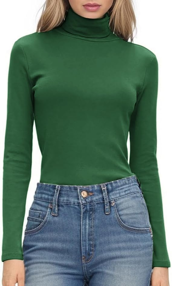 HOTOUCH Women's Turtleneck Long Sleeve Tops Lightweight Base Layer T-Shirts | Slim Fit, Soft Stretchy Comfort, Versatile for work, Weekends, or Travel