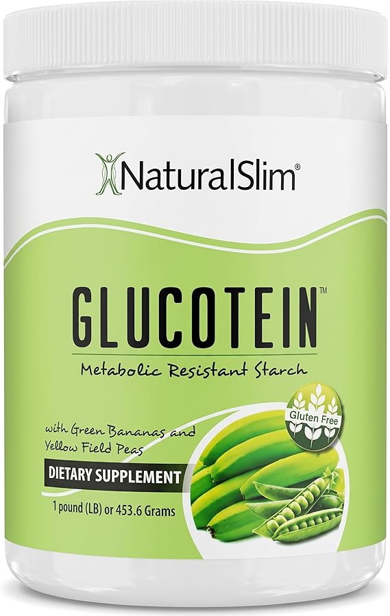 NaturalSlim Glucotein Prebiotic Resistant Starch Supplement, 16 Servings | With Green Banana Flour and Pea Starch Blend, Non-GMO and Gluten-Free for Gut and Digestive Support