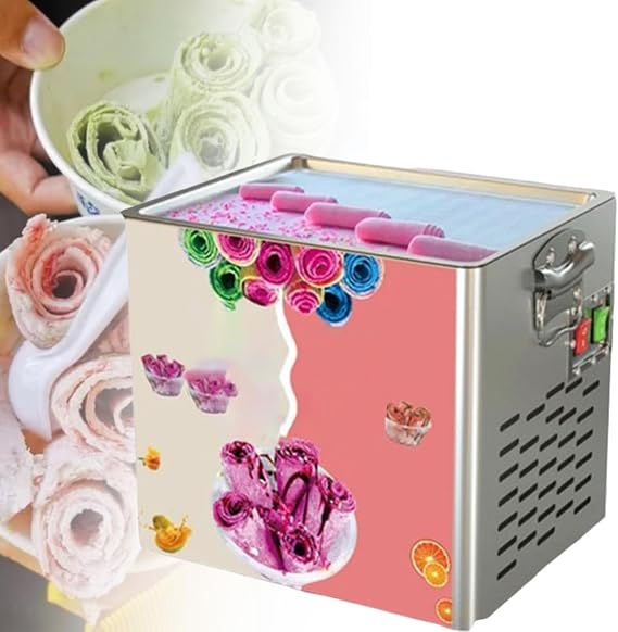 Yogurt Cream Machine, Fried Ice Cream Roll Machine, Ice Cream Frying Pan, Ice Cream Maker with 2 Scrapers, for Making Ice Cream, Ice Yogurt and Ice Cream Rolls