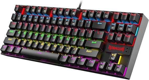Redragon K552 Mechanical Gaming Keyboard, 87-Key Compact, LED Gaming Keyboard with Red Switches, Anti-Ghosting, Metal Frame for PC Gaming & Typing, Beginner-Friendly (Black) | RGB Mechanical Computer Keyboard, Linear Red Switches, 6 LED Modes, Anti-ghosting, N-key Rollover, Metal Frame