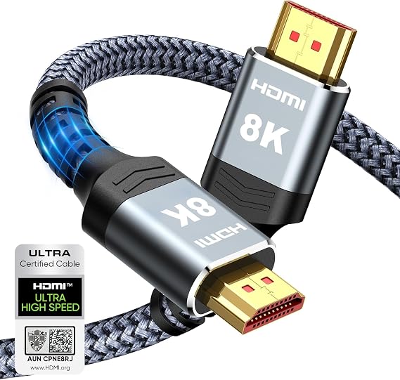 Highwings Extra Short 8K HDMI Cable 1FT Certified, Ultra High Speed HDMI Braided Cord-4K@120Hz, 8K@60Hz,eARC, Compatible for PS5,Monitor,PC and More