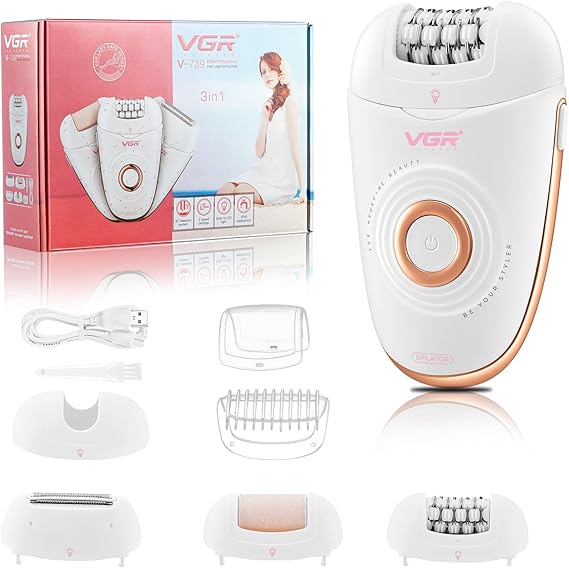 VGR 739 Epilator for Women with 18-Tweezer Full-Body Hair Removal