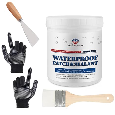 Upgraded Invisible Waterproof Agent Clear as Crystal, Transparent Waterproof Paint for Both Interior and Exterior Use on Rooftops, Bathrooms, and Walls for Leak Prevention and Tight Seal. (17.5OZ)