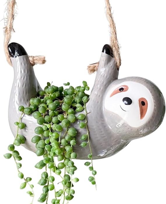 Sloth Hanging Planters for Indoor Outdoor Plants Cute Succulent Pots Ceramic Plant Holder Gifts for Plant Lovers Women Gardeners Mom Gardening Gifts