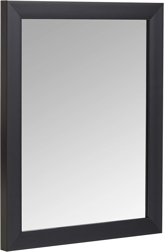 Amazon Basics Rectangular Wall Mount Mirror with Standard Trim for Bedroom, Living Room, Entryway, Hangs Horizontally or Vertically, 16 x 20 inch, Black