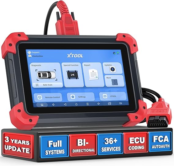 XTOOL D7X OBD2 Scanner Diagnostic Tool 2025 Bi-Directional Scan Tool 36+ Reset 3 Year Update FCA Auto Certification ECU Coding Full System Car Scanner for ABS Bleeding Crankshaft Relearn Injector