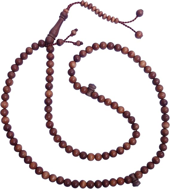 TheTasbih Handcrafted Natural Color 8mm 99-Bead Stigi Ironwood Tasbih Prayer Beads with Bead Stops