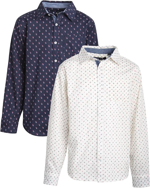 Ben Sherman Boys' Dress Shirts - 2 Pack Long Sleeve Button Down Shirts with Chest Pocket - Collared Shirts for Boys (8-18)