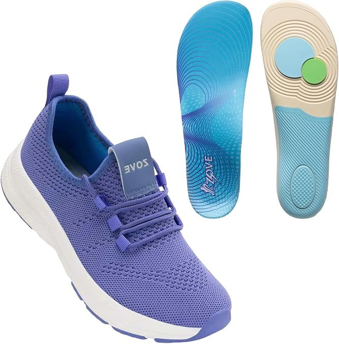 ZOVE Wide Toe Box Shoes Women Running Shoes Non-Slip 8803 Blue 39 & Wide Toe Box Insole 8833 Blue 38-39