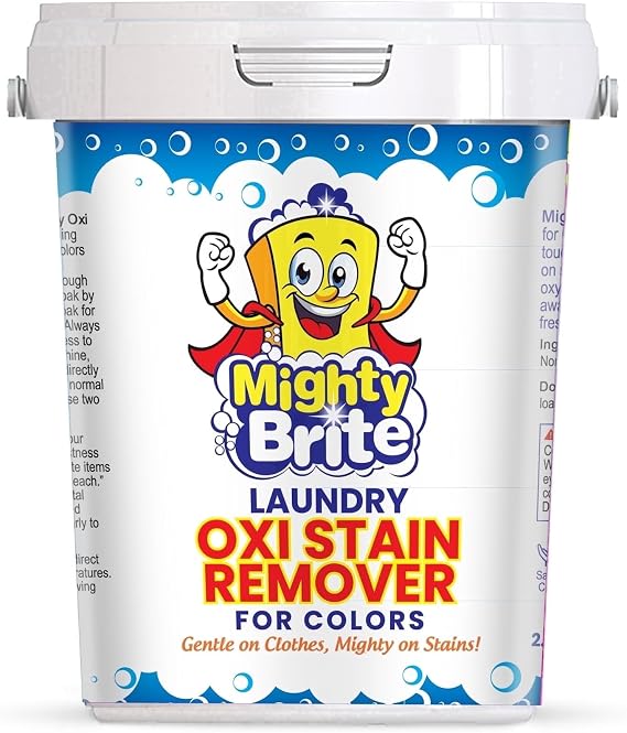 Mighty Brite Laundry Oxi Stain Remover Powder for Colors, Oxygen-Based, Plant-Based Formula, 2.5 lb, Color-Safe