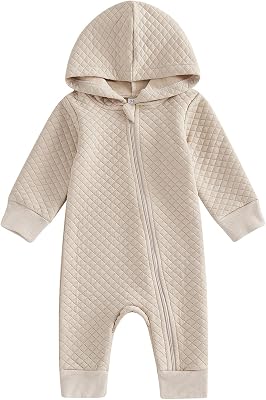 BemeyourBBs Newborn Baby Boy Girl Fall Winter Clothes Zipper Hooded Romper Cute Long Sleeve Jumpsuit Warm One Piece Outfit