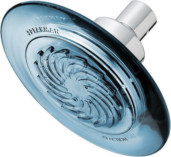 Speakman S-4000-E15 Reaction Fixed Low-Flow Shower Head for Stylish Bathroom Dcor, 1.5 GPM, Clear Dusk Blue