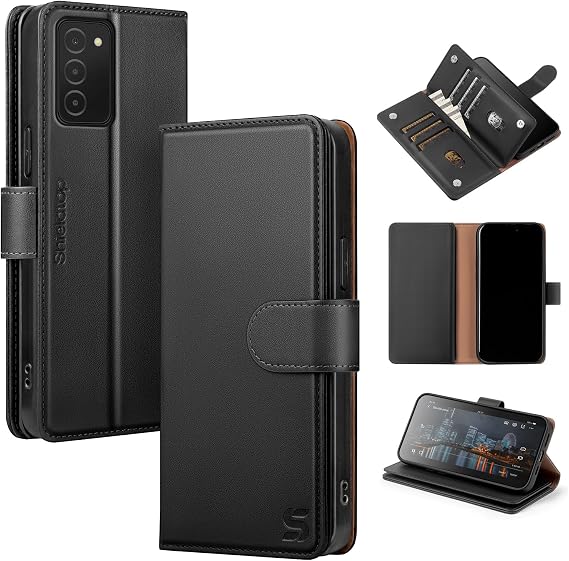 Shieldtop Compatible with Samsung Galaxy A03S US Wallet Case with Card Holder,RFID Blocking PU Leather Phone Case Folio Flip Shockproof TPU Protective Cover Credit Card Slots Women Men,Black