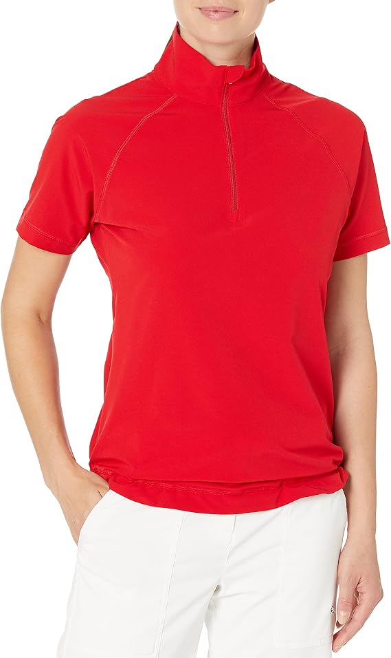 Cutter & Buck Womens Short Sleeve Response Half Zip Mock Neck Top