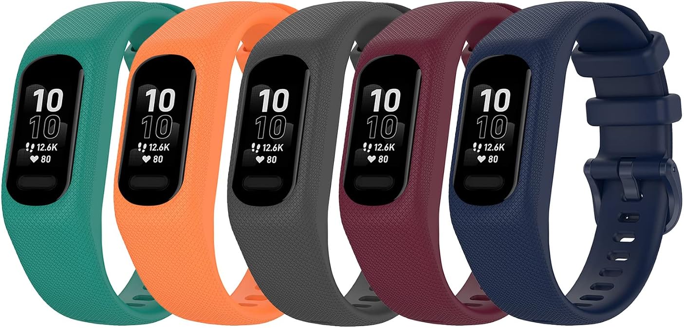 5 Pack Bands Compatible for Garmin Vivosmart 5 Watch Band, Replacement Sport Colourful Strap for GarminSmart 5 Vivosmart5 Wristband Women Men
