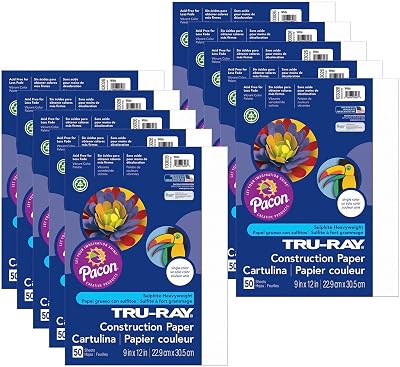 Tru-Ray Construction Paper, White, 9 x 12, 50 Sheets Per Pack, 10 Packs