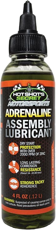 Hot Shots Secret Adrenaline Assembly Lube 4 oz Engine Assembly Lube for Gas & Diesel Engines, Protects Against Dry Starts and Corrosion