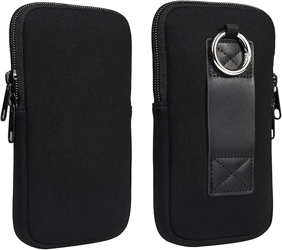 Mobile Phone Belt Pouch, Cell Phone Belt Clip Case Men, Small Phone Belt Holder for iPhone 16 15 Pro, 6.1" Universal Waist Pack Belt Loop Holster Carrying Bag for Work Hiking Camping Barbecue, Black