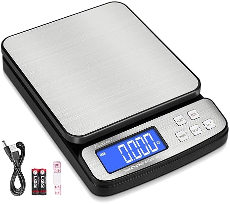 Fuzion Digital Shipping Postal Scale 90lb x 0.1oz, Stainless Steel Platform | All-in-1 Shipping Scale, Large Display, Hold/Tare/PCS Counting, Easy Calibration, 5 Units, Scale for Packages, Small Business