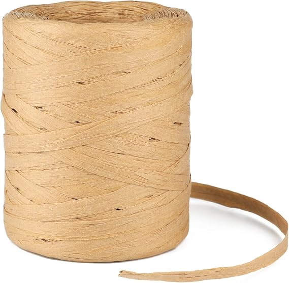 KINGLAKE 200m Brown Raffia Ribbon for Gift Wrapping, Natural Paper Ribbon, Raffia Yarn Brown Twine String for Crafts, Halloween Christmas Decorations, Packing, Florist, Crocheting, Gardening