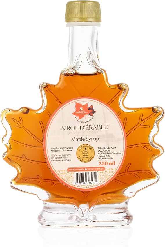 Little Quebec Sugar Shack Canadian Maple Syrup – 250ml Maple Leaf Bottle | Grade A Amber Rich Taste | Great for Gifting, Pancakes & Gourmet | 100% Pure, From Canada