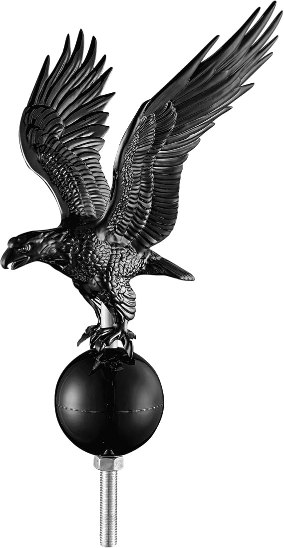 ZeHuoGe Flagpole Finial Ornament Topper Black Eagle Topper Eagle Head for 20/25/30Ft Telescopic Pole Yard Outdoor (Black)