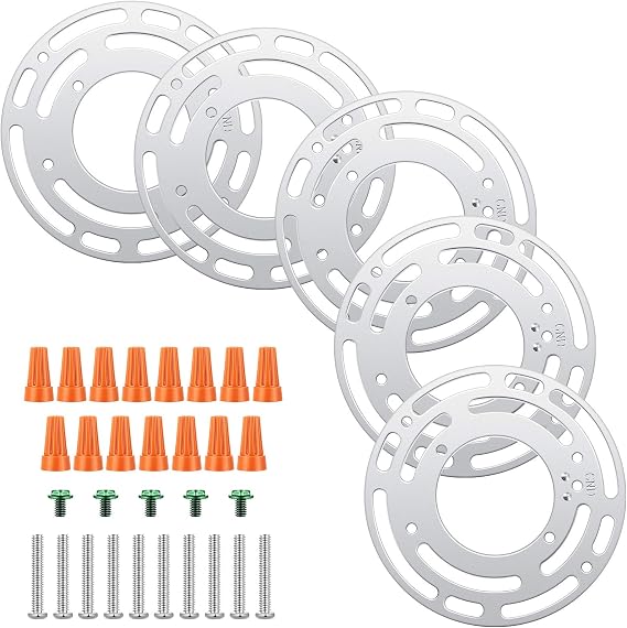 Pelopy 5 Pack Universal Light Fixture Mounting Bracket 4 Inch Diameter Steel Fixture Crossbar Round Light Crossbar Mounting Bracket with Screws and Nuts for Wall Lamp , Close to Ceiling Lamp