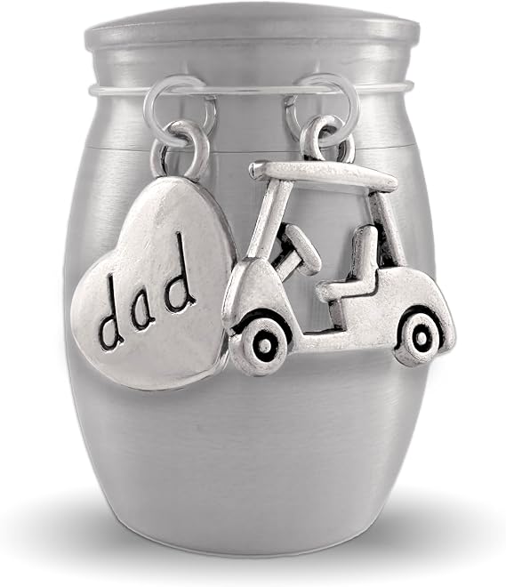 Dad Golf Small Urn for Ashes Mini Keepsake Cremation Urns for Loss of Dad Golfing Themed Urn in Memory of Father Heavyweight Stainless Steel