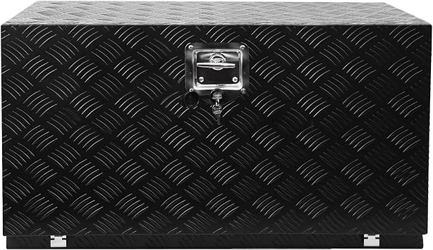 30 Inch Truck Tool Box Waterproof Square Truck Storage Aluminum Bar Tread Tool Underbody Box Organizer Chest for Pick Up Truck Bed, RV Trailer
