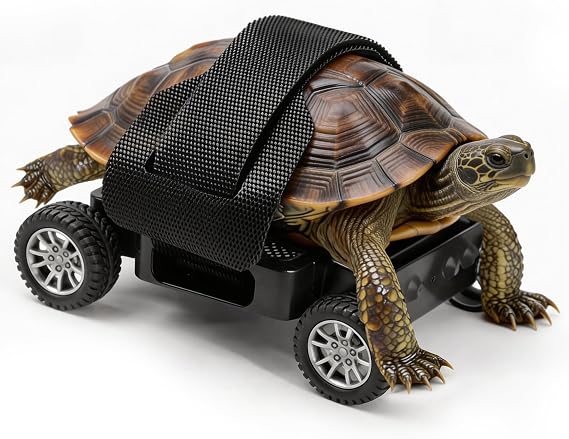 Nelyrho Adjustable Turtle Skateboard Playing and Training Toys Set, Full Wheel Stable Support Velcro Fixing Design, Toy for Small Reptiles &amp; Pets（Größe S）