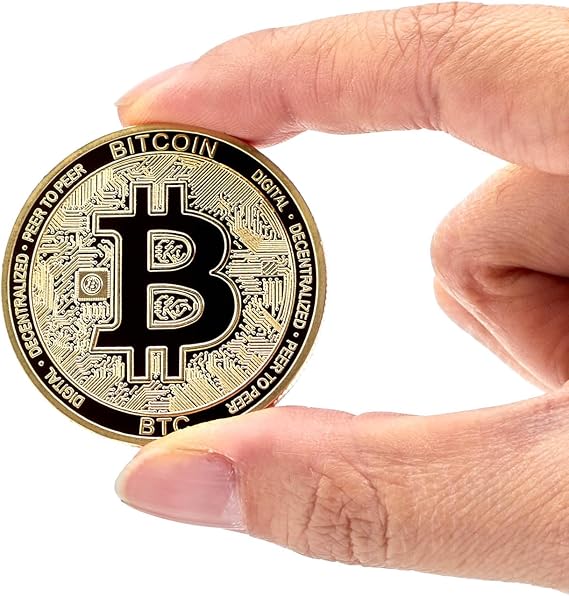 Bitcoin Coin New Edition Gold Bitcoin Coins with Case and Stand, Collector Gifts Crypto BTC Coins for HODL Fan (1 PC)