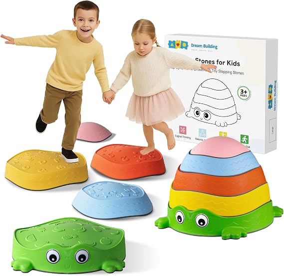 Stepping Stones for Kids Balance, Non-slip Toddlers Sensory Stepping Stones Toys Indoor&Outdoor Play, Promoting Motor Skills and Coordination, Obstacle Course, Gift for Children Age 3 4 5 6 7+