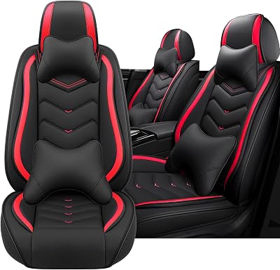 Car Seat Cover for Dodge Charger 2006-2026, Drivers Seat Covers,Non-Slip Waterproof seat Cover,Wear-Resistant Nappa Leather car seat Covers. Luxury 2 SeatsBlack Red