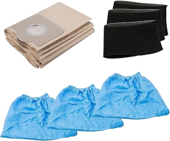 1 Set Dust Bags Blue Cloth Cover Foam Filter,Compatible for Einhell,Wet and Dry Vacuum Cleaner TC-VC 1820 TC-VC 1820 SA TC-VC 1812 S TC-VC