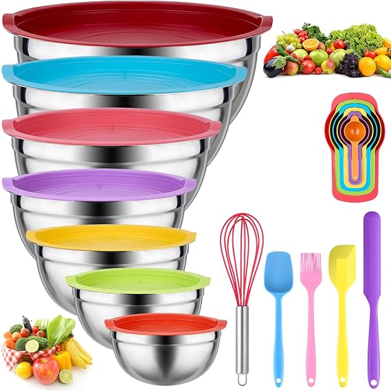Leidawn Mixing Bowls with Lids Set, 25 PCS Colorful Mixing Bowl for Kitchen