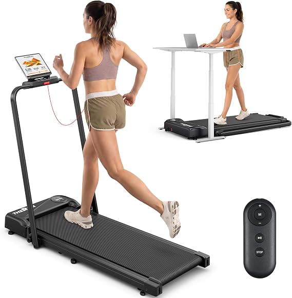 THERUN 2-in-1 Treadmill Walking Pad Foldable 10 km/h Under Desk Home Office