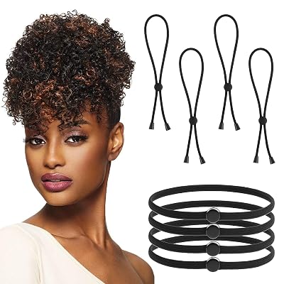 Lusofie 8Pcs Adjustable Hair Ties for Womens Thick Heavy Hair, Natural Curly Hair Accessories for Afro Puff & Ponytails, Premium Nylon Material, Comfortable Design, Practical Gift, Black