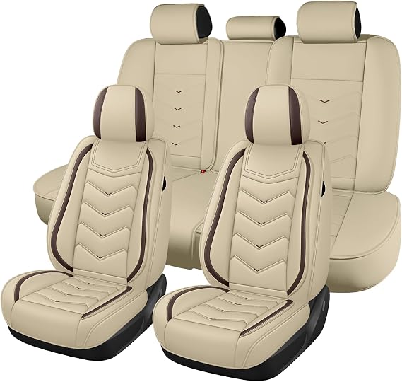 Car Seat Cover for Ford Explorer Sport Trac 2001-2010, Seat Covers Full Set,Non-Slip Waterproof seat Cover,Wear-Resistant Nappa Leather car seat Covers. (Standard 5 Seats/Beign)