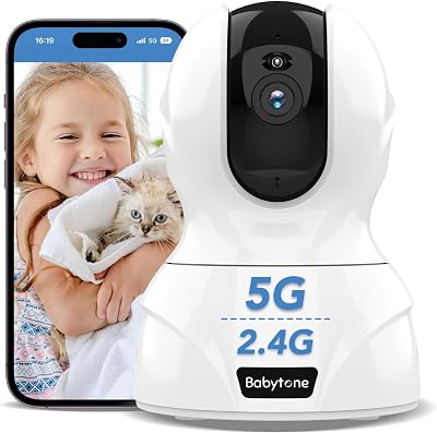 babytone 2.45GHz Indoor Camera,4MP Wireless Cameras for Home Security,WiFi Pet Camera with Sound 2 Way Audio,Motion Tracking Alarm,Baby MonitorDog Cat Puppy Cam with Free 6 Months CloudSD