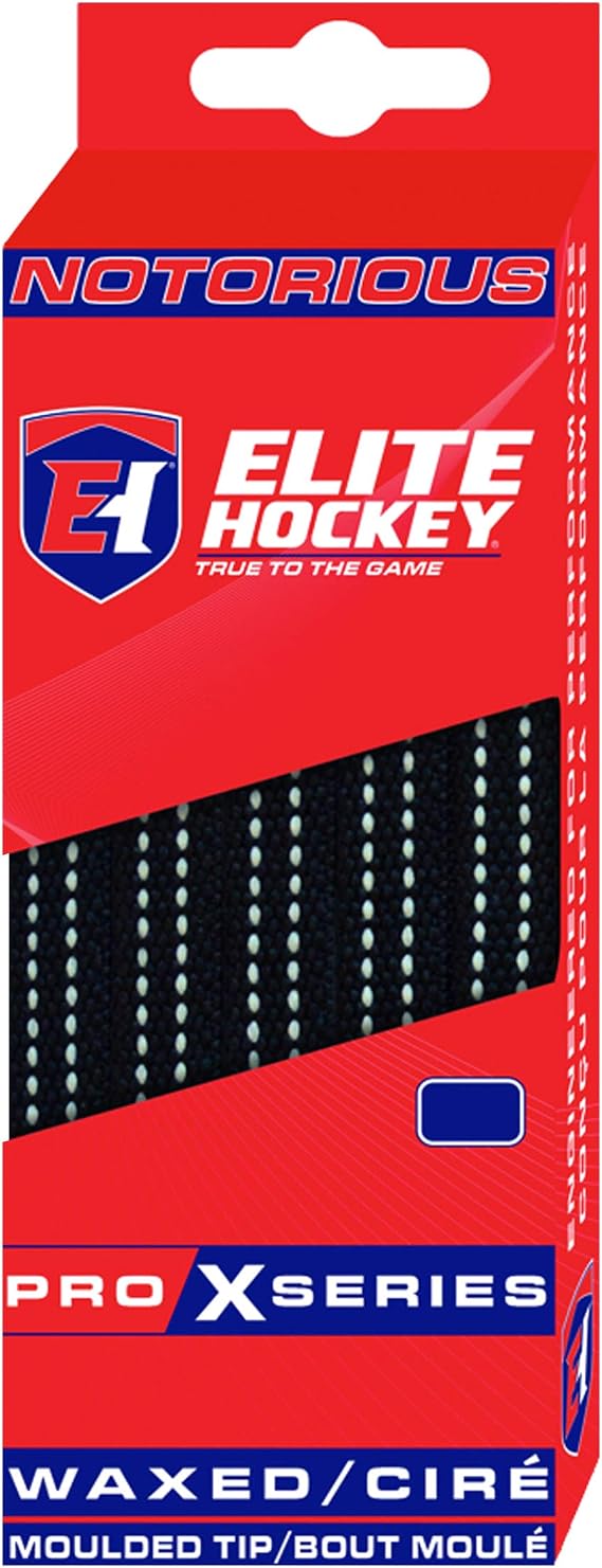 Elite Hockey, Notorious Pro X Series, Waxed Ice Hockey Skate Laces, One Pair (Color/Size Choice)